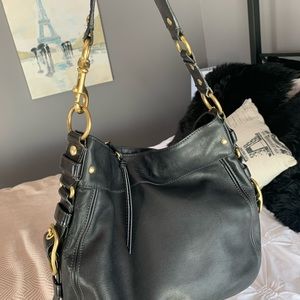 Black and gold leather Coach Hobo purse